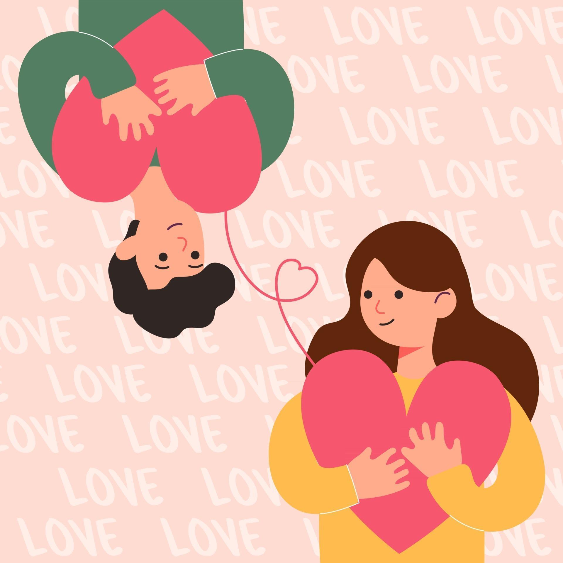 Big Isolated cartoon Vector of young girl and boy in love, couple sharing and caring love, light color backgrounded, illustration 2917920 Vector Art at Vecteezy