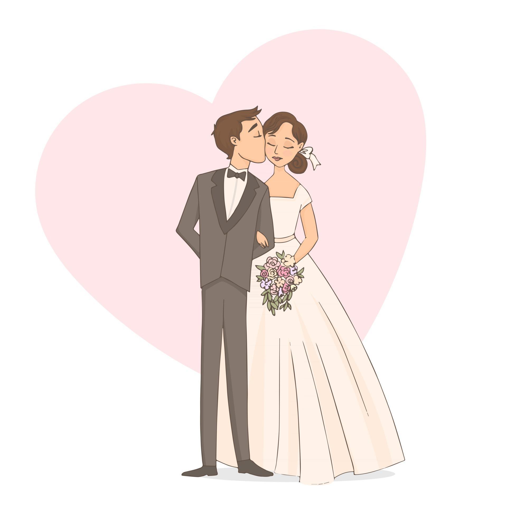 Happy wedding couple. Bride and groom on their wedding day 3546493 Vector Art at Vecteezy