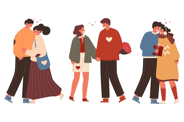 Valentines day couple collection Free Vector